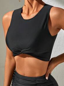 SHEIN Swim 前扭結比基尼泳裝上衣