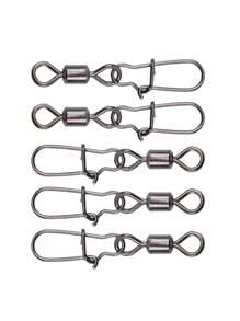 Goture 20pcs Fishing Rolling Swivel With Duo-Lock Snap Stainless Steel Barrel Interlock Snap Connector Solid Ring Swivels 2# 4# 6# 8# 12# 14#