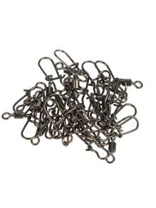 Goture 20pcs Fishing Rolling Swivel With Duo-Lock Snap Stainless Steel Barrel Interlock Snap Connector Solid Ring Swivels 2# 4# 6# 8# 12# 14#