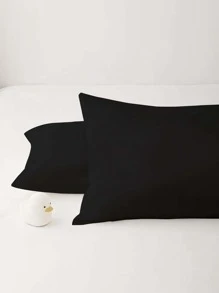 2pcs Solid Pillowcase Without Filler - Black - View 5