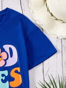 Tops con gái Hoạt hình Slogan Giải trí - Màu xanh lam - Xem 4