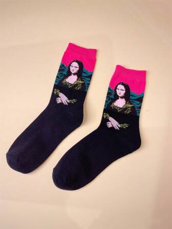 Hombres Calcetines de tripulación con estampado de figura