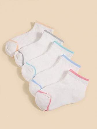 5 Pairs Kids Minimalist Double Line Knitted Mesh Breathable Ankle Socks