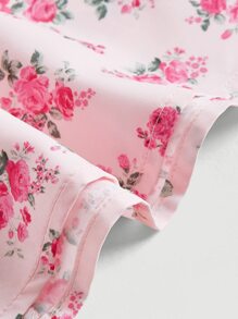 SHEIN MOD 印花胸部褶皺吊帶連衣裙 - 淺粉色 - 查看 4