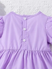 Bebé Vestido con diseño de flor bajo con fruncido