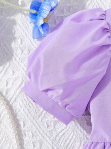 Bebé Vestido con diseño de flor bajo con fruncido