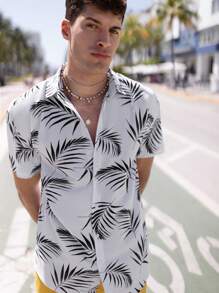 Manfinity RSRT Áo sơ mi Nam Nút phía trước Nhiệt đới Boho - trắng - Xem 5