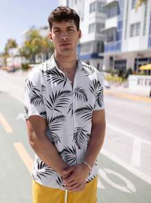 Manfinity RSRT Áo sơ mi Nam Nút phía trước Nhiệt đới Boho - trắng - Xem 3