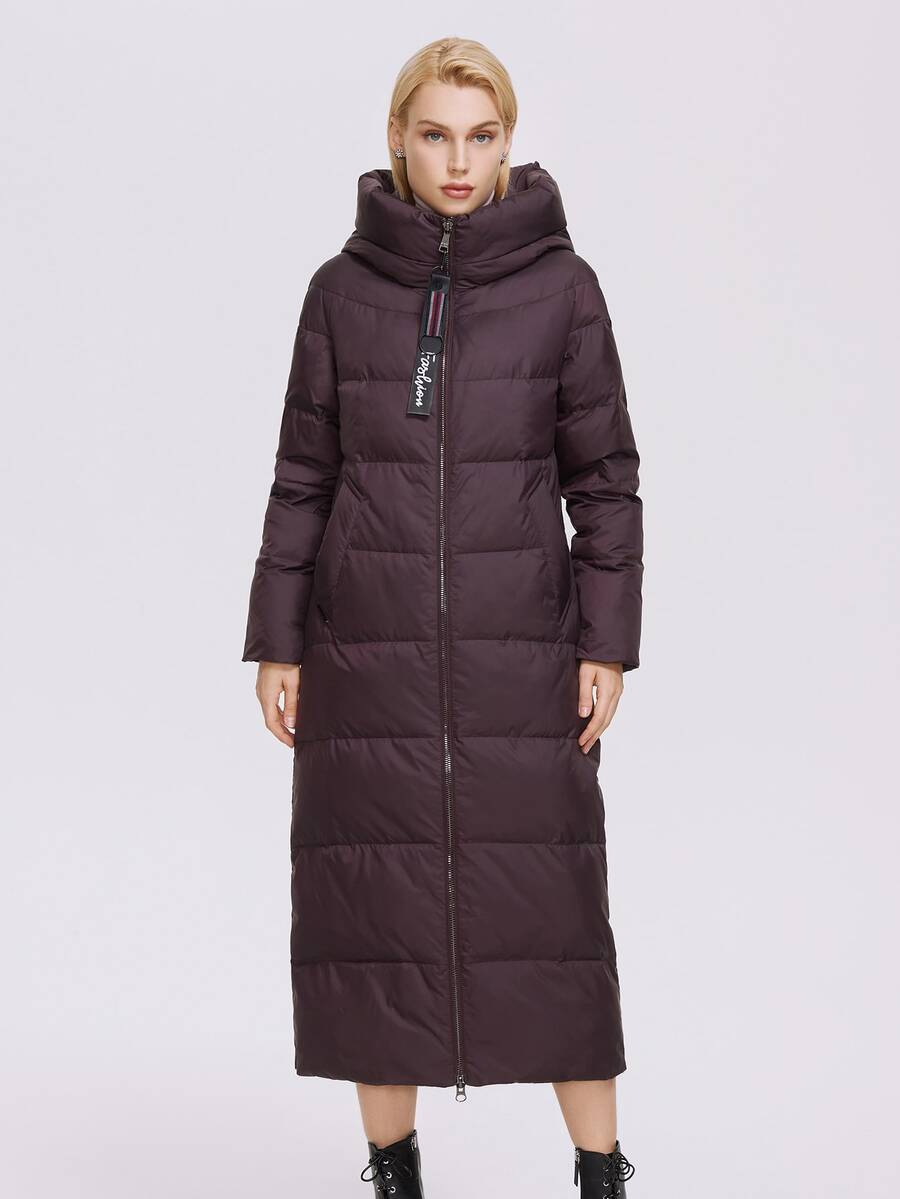 MIEGOFCE Stand Collar Hooded Long Sleeve Jacket With Large Pockets, Winter - Chocolate Brown - View 1