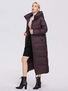 MIEGOFCE Stand Collar Hooded Long Sleeve Jacket With Large Pockets, Winter - Chocolate Brown - View 5