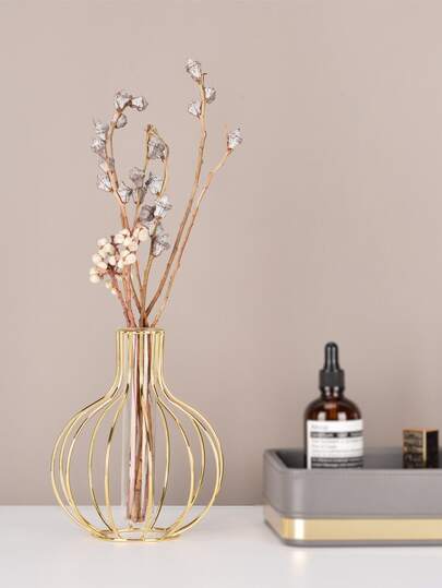 1PC ged Metal Wire Vase Moderne Minimalist Geometric Openwork Sphere Shape, Artisan Tabletop Centerpiece Bloemen Arrangements, Wedding/Home/Office Rustic Farmho All Season ative Birthday Graduation Home Room Flower Glass view 8