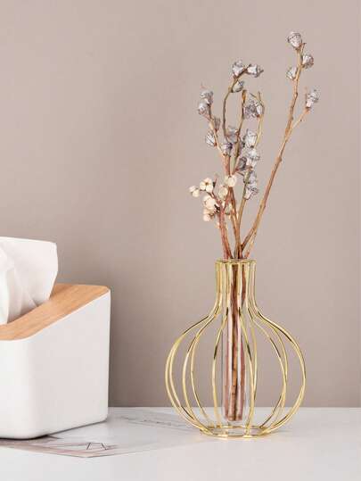 1PC ged Metal Wire Vase Moderne Minimalist Geometric Openwork Sphere Shape, Artisan Tabletop Centerpiece Bloemen Arrangements, Wedding/Home/Office Rustic Farmho All Season ative Birthday Graduation Home Room Flower Glass view 7