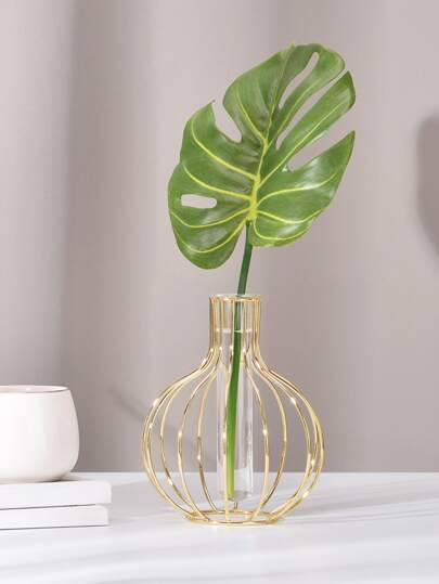 1PC ged Metal Wire Vase Moderne Minimalist Geometric Openwork Sphere Shape, Artisan Tabletop Centerpiece Bloemen Arrangements, Wedding/Home/Office Rustic Farmho All Season ative Birthday Graduation Home Room Flower Glass view 6