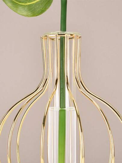 1PC ged Metal Wire Vase Moderne Minimalist Geometric Openwork Sphere Shape, Artisan Tabletop Centerpiece Bloemen Arrangements, Wedding/Home/Office Rustic Farmho All Season ative Birthday Graduation Home Room Flower Glass view 9