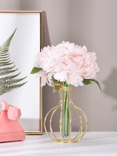 1PC ged Metal Wire Vase Moderne Minimalist Geometric Openwork Sphere Shape, Artisan Tabletop Centerpiece Bloemen Arrangements, Wedding/Home/Office Rustic Farmho All Season ative Birthday Graduation Home Room Flower Glass view 10