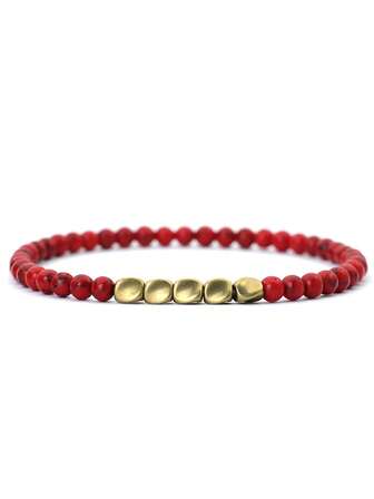 4毫米男士手链，不对称铜珠串珠手链，简约黑色玛瑙石，送给男友的礼物