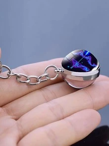 射手座星座象徵細節圓形吊飾鑰匙圈 - 銀色 - 查看 2