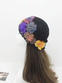 1 Phụ Nữ Hoa Trang Trí Rỗng Ra Boho Móc Mũ - màu đen - Xem 1