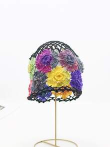 1 Phụ Nữ Hoa Trang Trí Rỗng Ra Boho Móc Mũ - màu đen - Xem 2