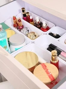 8pcs/set Plastic Makeup Storage Box, Minimalist White Storage Box For Home - White - View 5