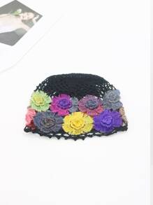 1 Phụ Nữ Hoa Trang Trí Rỗng Ra Boho Móc Mũ - màu đen - Xem 3