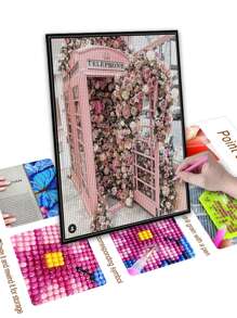 1 Bộ PMMA Tự Làm Tranh Gắn Đá Không Có Khung Hiện Đại Họa Tiết Hoa & Buồng Điện Thoại Hoa Văn Tự Làm Tranh Gắn Đá Để Trang Trí - Nhiều màu - Xem 2