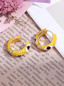 1 đôi bông tai kim loại hình tròn thiết kế mắt ác mới đầy phong cách - Nhiều màu - Xem 4