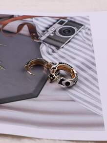 1pair Fashionable New Style Devil's Eye Round Metallic Earrings - Multicolor - View 2