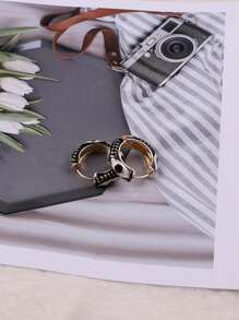 1pair Fashionable New Style Devil's Eye Round Metallic Earrings - Multicolor - View 3