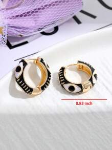 1pair Fashionable New Style Devil's Eye Round Metallic Earrings - Multicolor - View 4