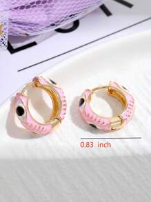 1pair Fashionable New Style Devil Eye Round Metallic Earrings - Multicolor - View 3