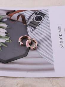 1pair Fashionable New Style Devil Eye Round Metallic Earrings - Multicolor - View 4