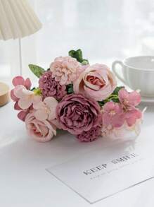 1 pieza / 3 piezas Peonías artificiales, ramos de rosas, botones de flores, ramo de hortensias, bolas bordadas para el Día de San Valentín, flores surtidas, fiestas de cumpleaños, reuniones, cestas de flores para bodas, ramo de novia, decoración del hogar, comedor, dormitorio, alféizar de la ventana, decoraciones de jarrón, decoraciones de Día de San Valentín y Año Nuevo, jardines al aire libre, inicio de temporada escolar, Día de San Valentín, regalo