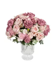 1 pieza / 3 piezas Peonías artificiales, ramos de rosas, botones de flores, ramo de hortensias, bolas bordadas para el Día de San Valentín, flores surtidas, fiestas de cumpleaños, reuniones, cestas de flores para bodas, ramo de novia, decoración del hogar, comedor, dormitorio, alféizar de la ventana, decoraciones de jarrón, decoraciones de Día de San Valentín y Año Nuevo, jardines al aire libre, inicio de temporada escolar, Día de San Valentín, regalo