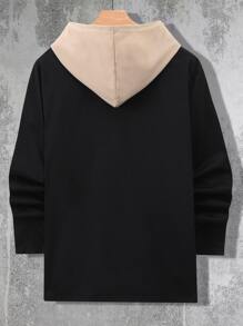 Manfinity Homme Áo nỉ Nam Dây kéo Túi Khối Màu Lá thư Giải trí - màu đen - Xem 2