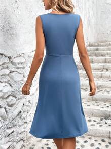 EMERY ROSE Solid Criss Cross A-Line Dress Maxi Women Outfit