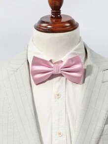Hombres 1 pieza unicolor moda corbata de lazo para banquete - Rosa - Ver 1