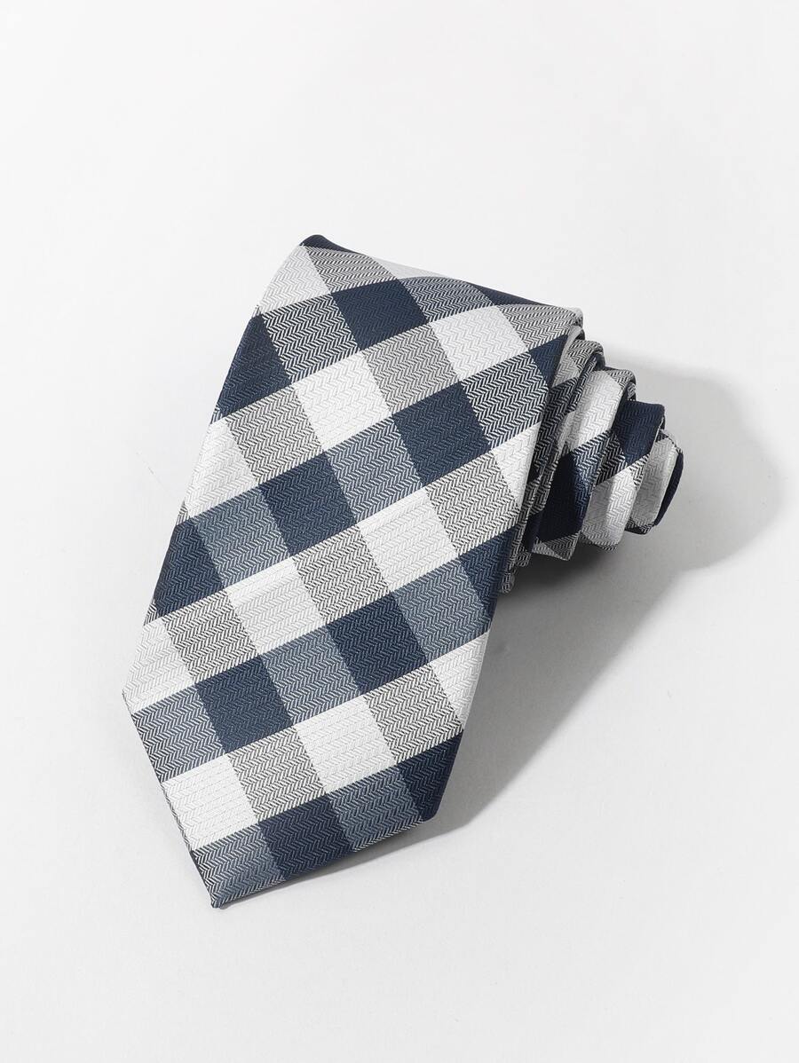 1入組男士格紋圖案商業系帶辦公 - 彩色 - 查看 1