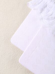 1對嬰兒荷葉邊褶邊鏤空及膝襪 - 白色 - 查看 3
