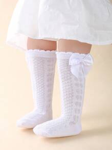 8雙女嬰蝴蝶結裝飾中筒襪
