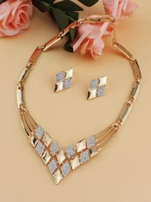 3 cái / bộ Bộ trang sức trang trí Rhinestone - Vàng - Xem 2