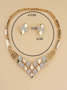 3 cái / bộ Bộ trang sức trang trí Rhinestone - Vàng - Xem 3