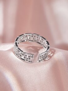 Andkiss 鏤空水鑽裝飾戒指 - 銀色 - 查看 3