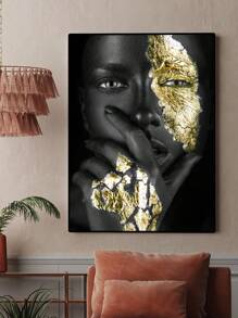 1入組人物圖形無框繪畫創意化學纖維牆壁藝術繪畫適用於家居牆壁裝飾