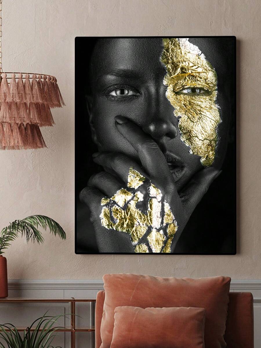 1入組人物圖形無框繪畫創意化學纖維牆壁藝術繪畫適用於家居牆壁裝飾