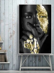 1入組人物圖形無框繪畫創意化學纖維牆壁藝術繪畫適用於家居牆壁裝飾