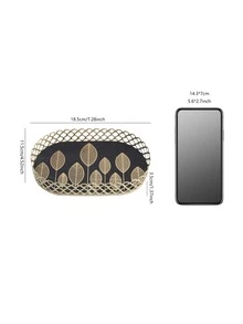 1pc Iron Jewelry Tray, Modernist Leaf Pattern Geometric Design Jewelry Storage Display Tray For Home - Multicolor - View 3