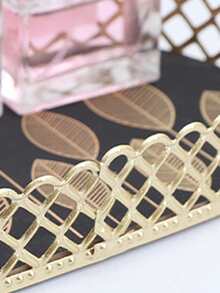 1pc Iron Jewelry Tray, Modernist Leaf Pattern Geometric Design Jewelry Storage Display Tray For Home - Multicolor - View 4