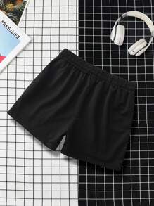Manfinity EZcore Loose Fit Men's Drawstring Waist Track Shorts Sweat Plain Black - Black - View 5