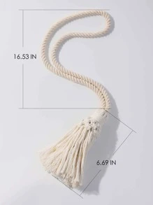 1 Máy Tính Hai Dây Màn Thắt Lưng, Cottagecore Vải Tua Rua Trang Trí Màn Dây Buộc Cho Gia Đình - Màu be - Xem 2